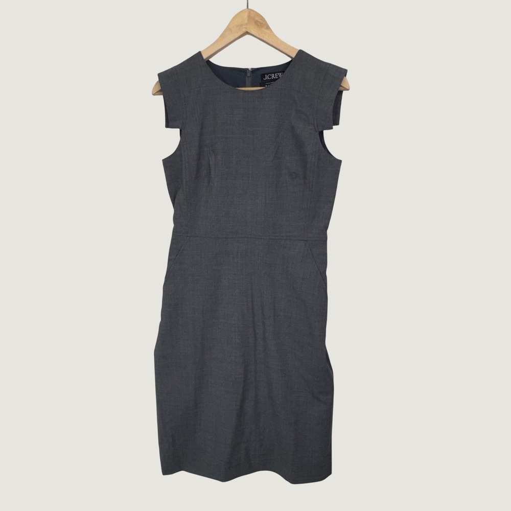 J.Crew Italian Stretch Wool Sheath Dress 4‎ Gray Professional Career Workwear